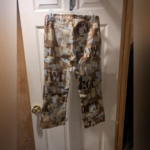Arden B Tan and Blue Letter Pants stretchy